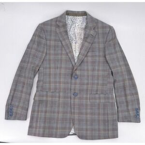 Etro Blazer Mens 50 Gray Plaid Wool Silk Cotton Made In Italy Sport Coat Jacket